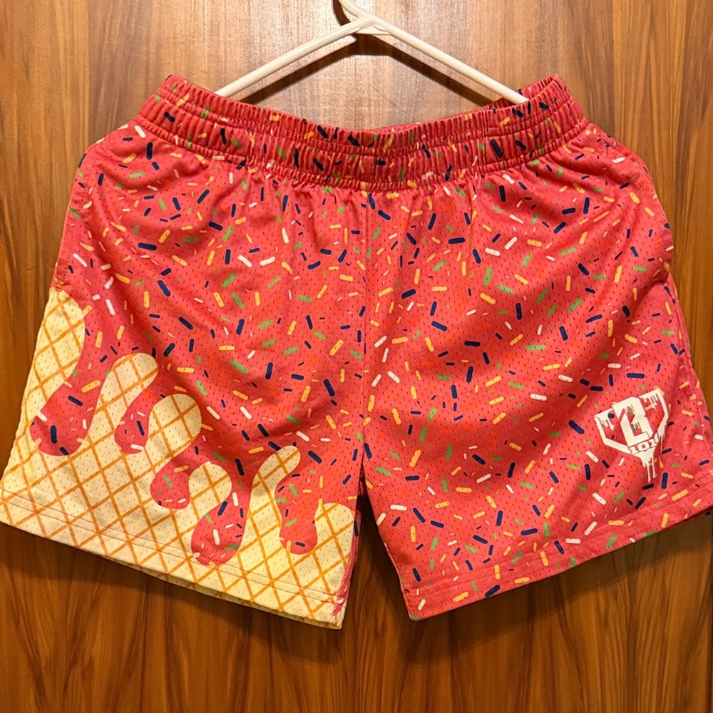 Baseball lifestyle boys size XL. Ice Cream Cone Print Shorts pink and yellow